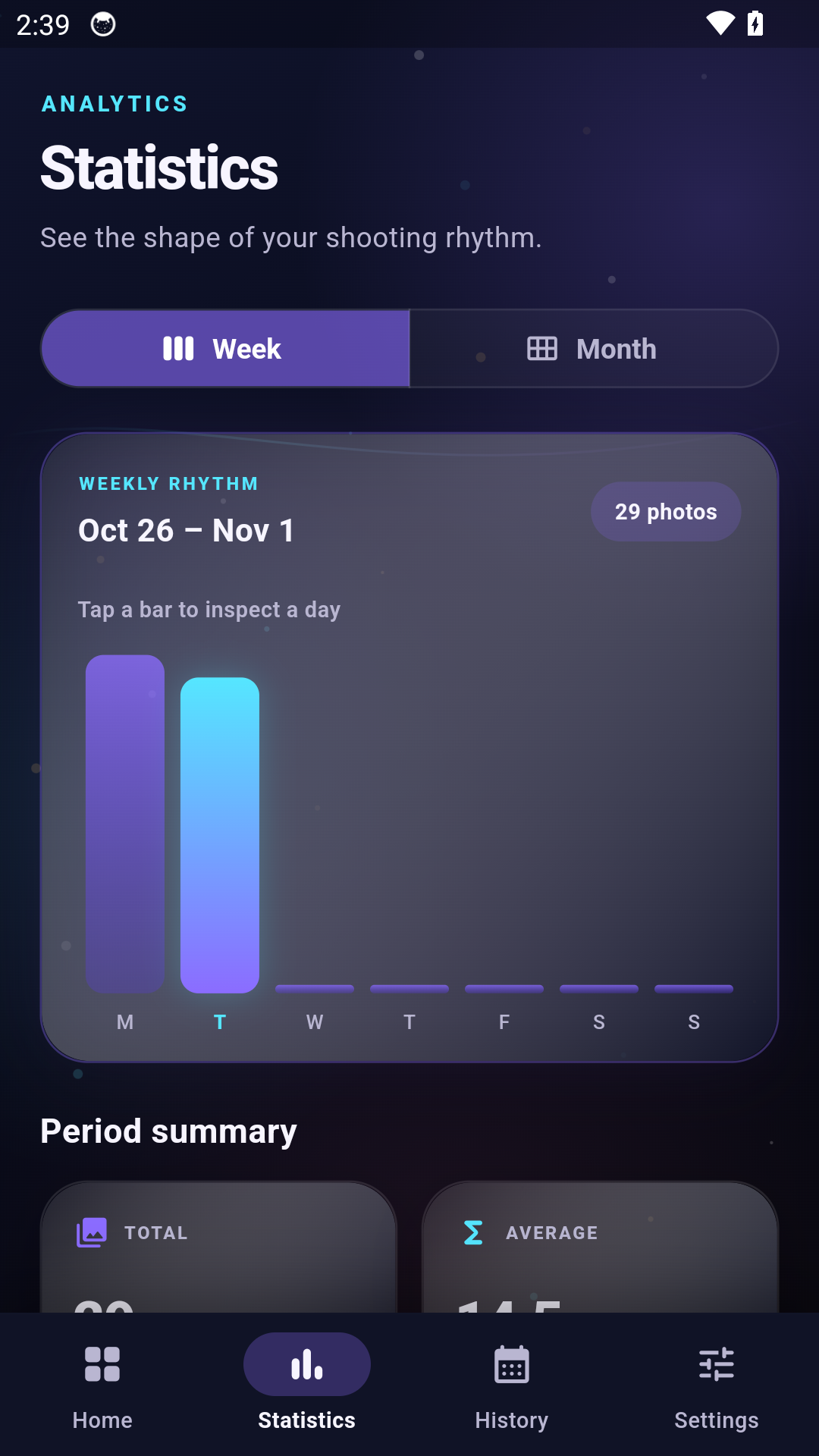 Photo Stats Tracker statistics screen